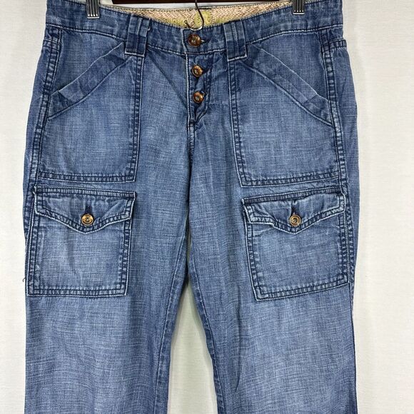 Rich & Skinny Jeans Womens 28 Blue Bootcut Mid Rise Denim Button Fly Flap Pocket - Picture 7 of 13